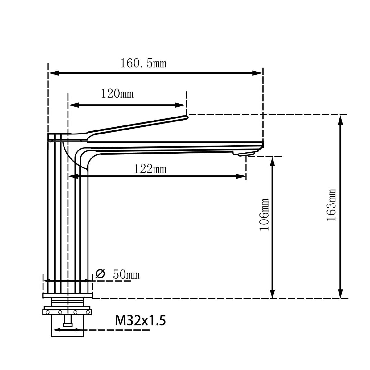 RUSHY Brushed Gunmetal Short Basin Mixer