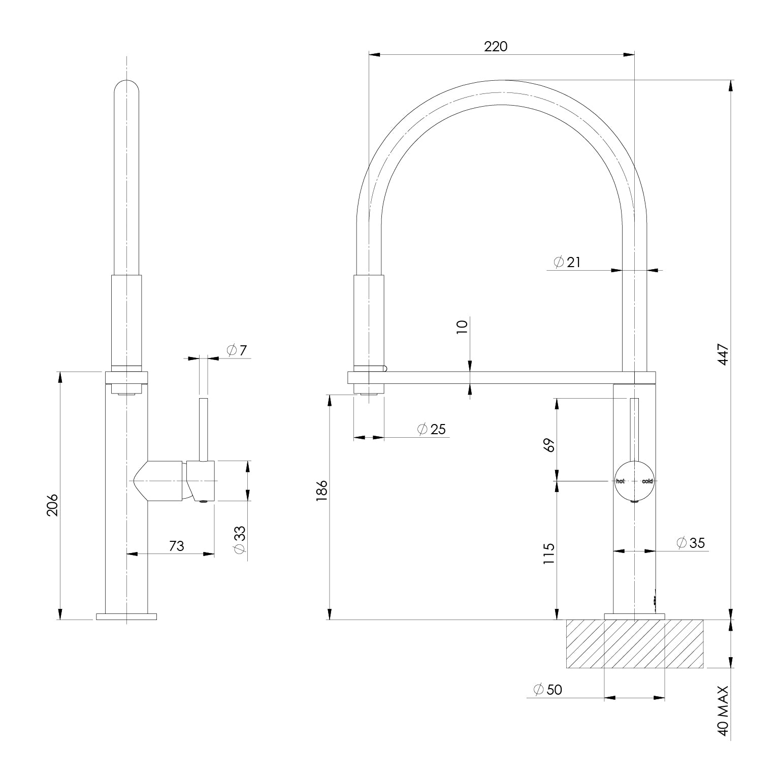 Phoenix Blix Flexible Hose Sink Mixer 220mm Round – Lead Free