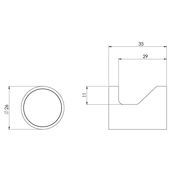 Phoenix Vivid Slimline Robe Hook dimensions
