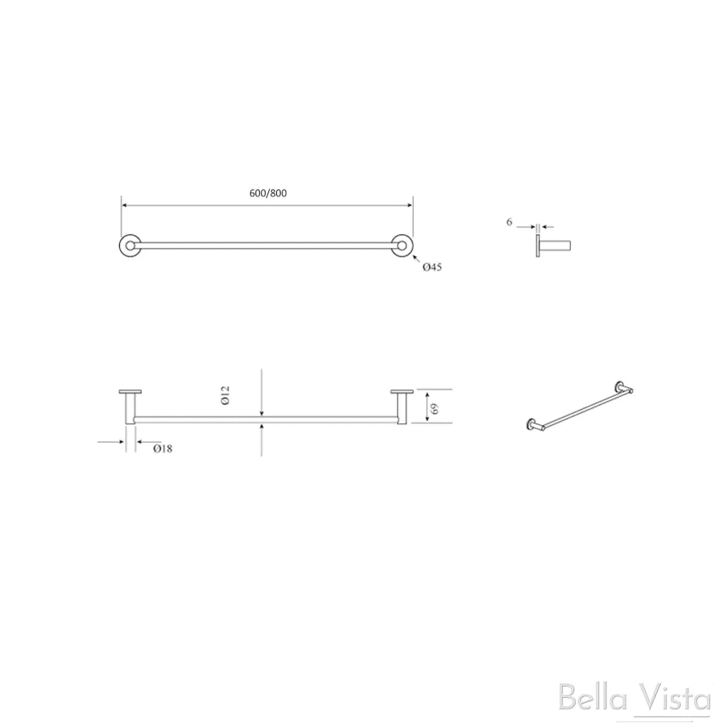 Bella Vista Mica Single Towel Rail - 600mm
