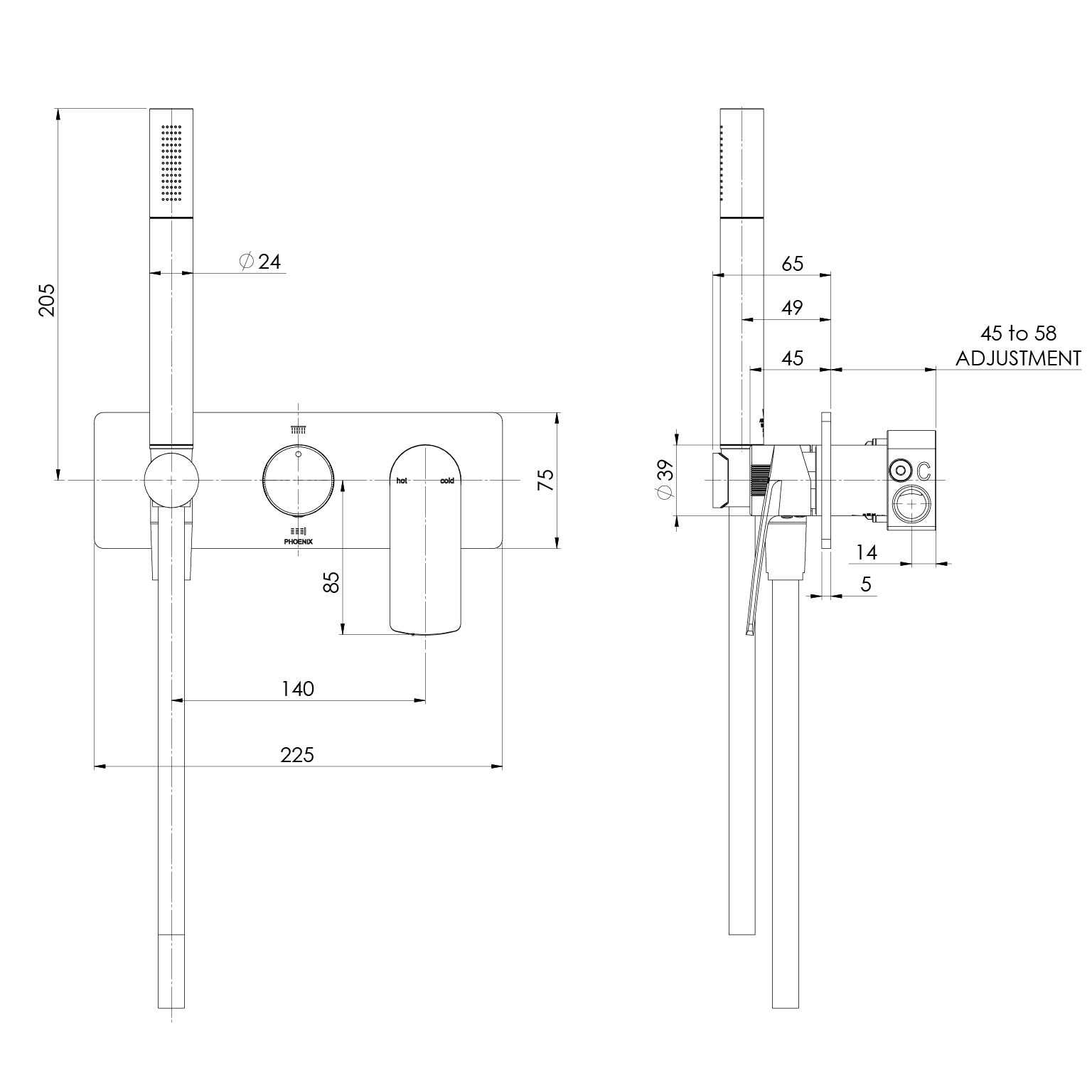 Phoenix Mekko Wall Shower System