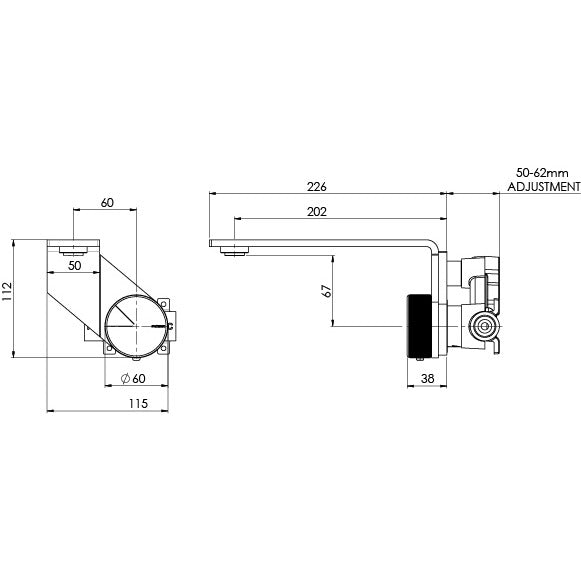 Phoenix Axia Wall Basin / Bath Mixer Set 200mm