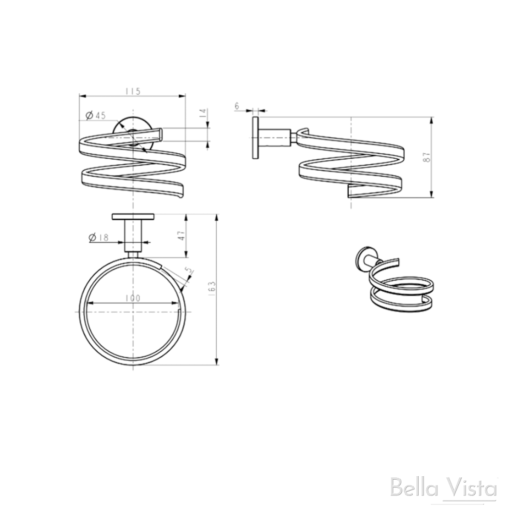 Bella Vista Mica Hair Dryer Holder