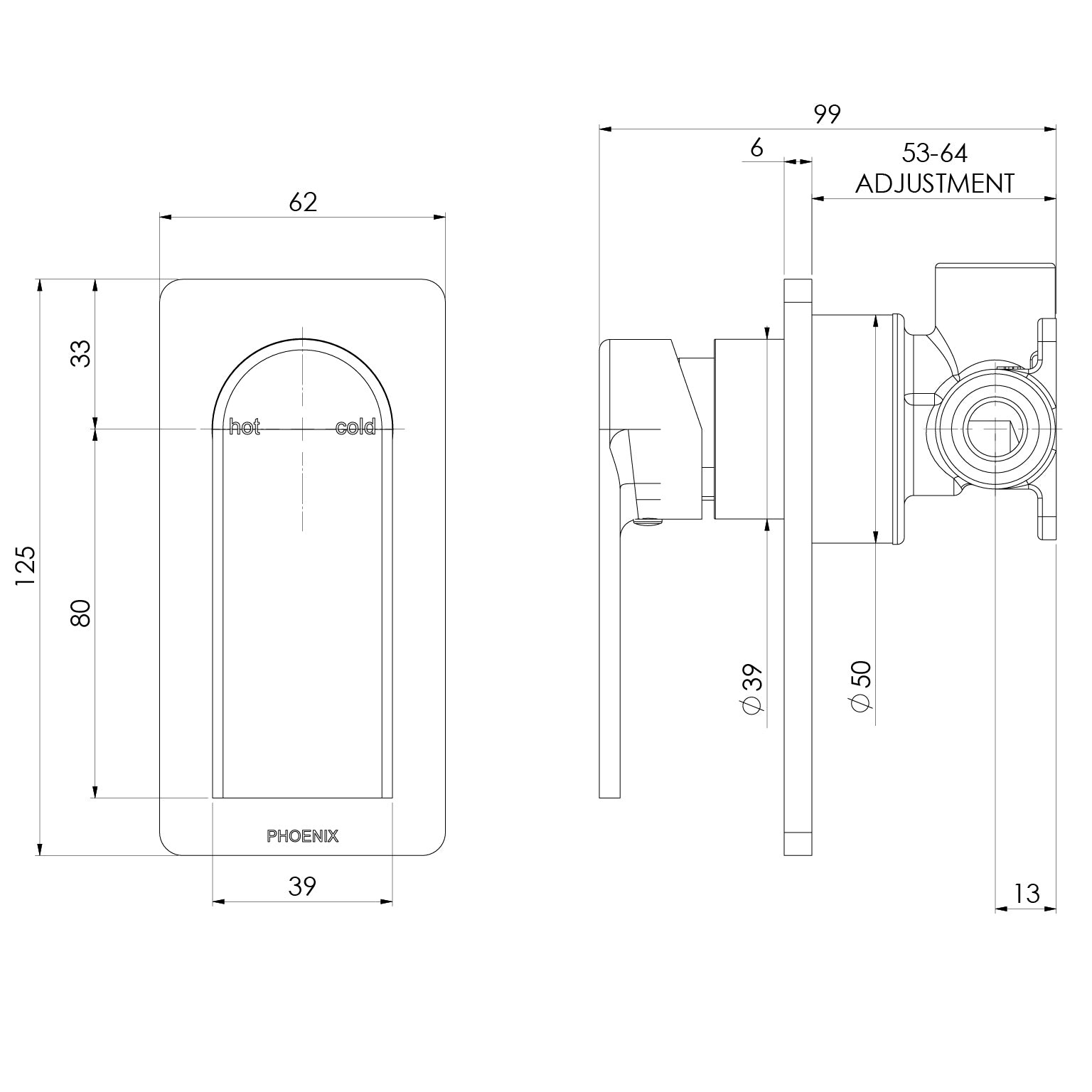 Phoenix Teel SwitchMix Shower / Wall Mixer (Complete Kit) – Lead Free