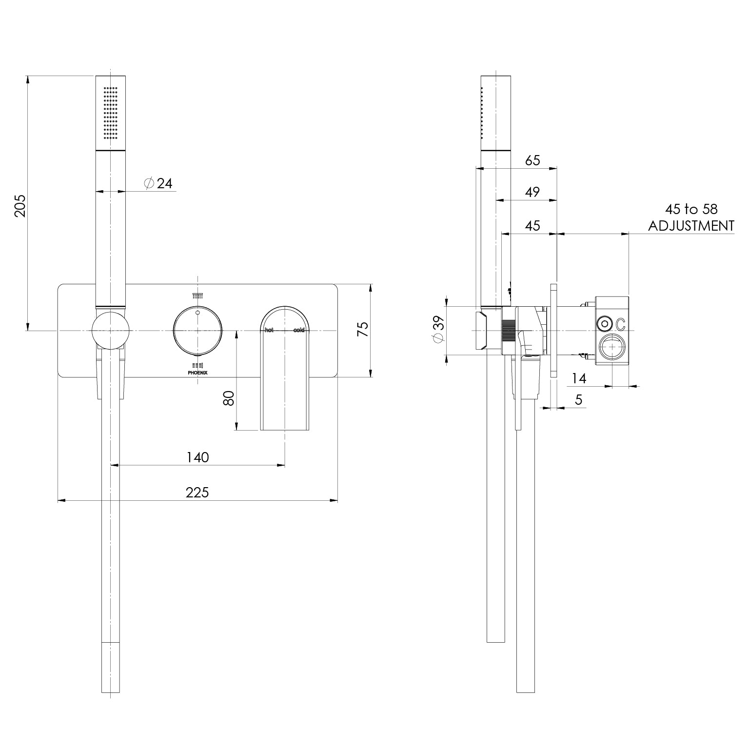 Phoenix Teel Wall Shower System