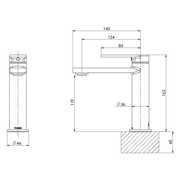 Phoenix Teel Basin Mixer – Lead Free