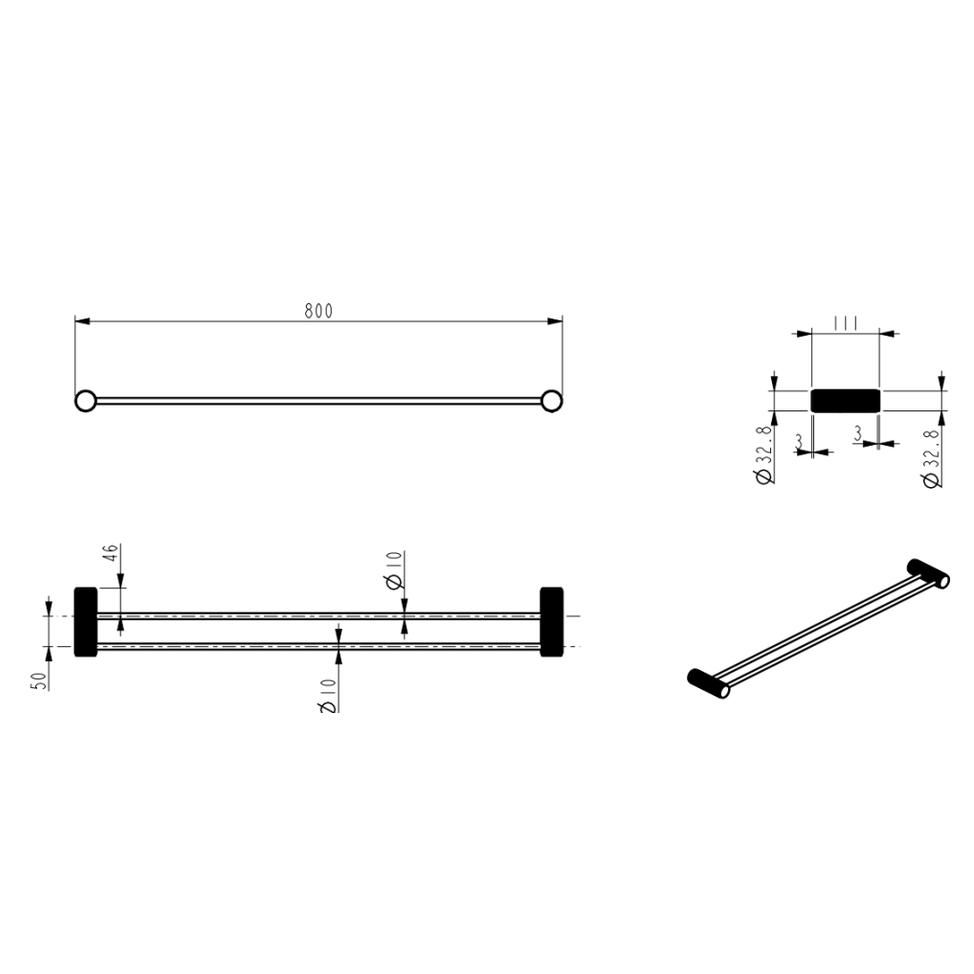 Bella Vista Mica Fluted Double Towel Rail