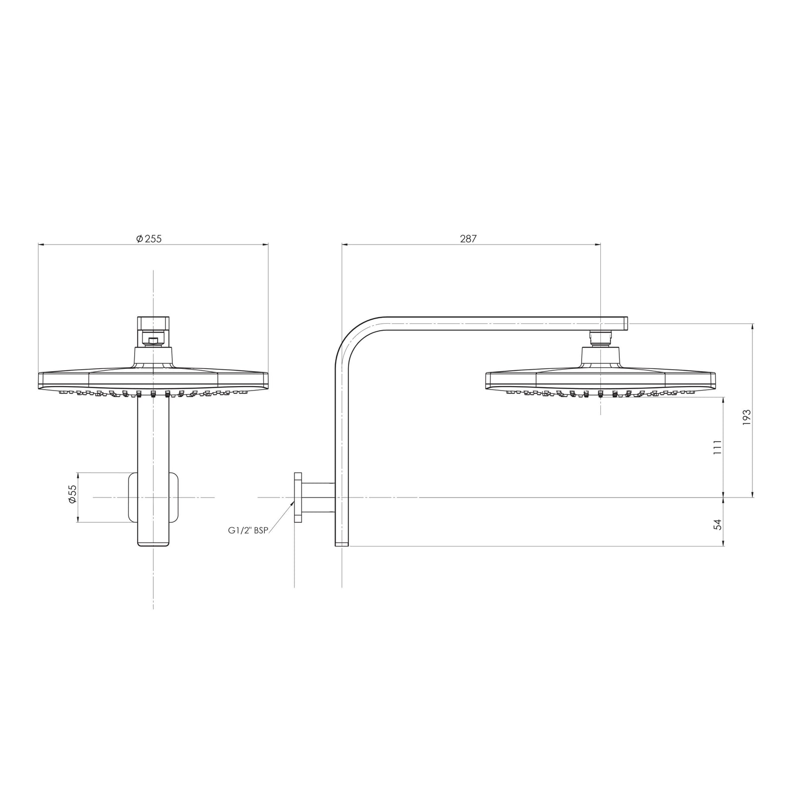 Phoenix Nuage High-Rise Shower Arm and Rose