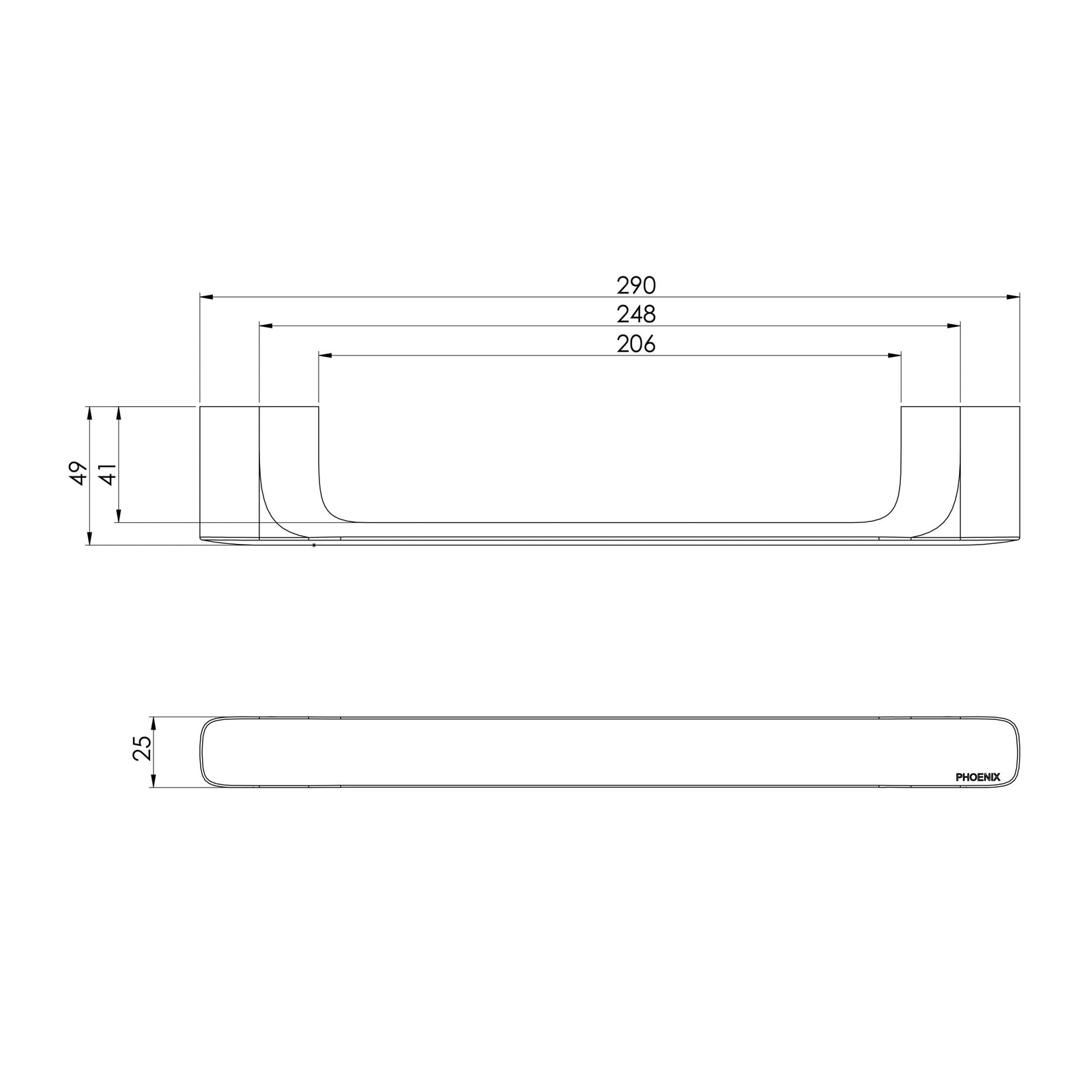 Phoenix Nuage Hand Towel Rail dimensions