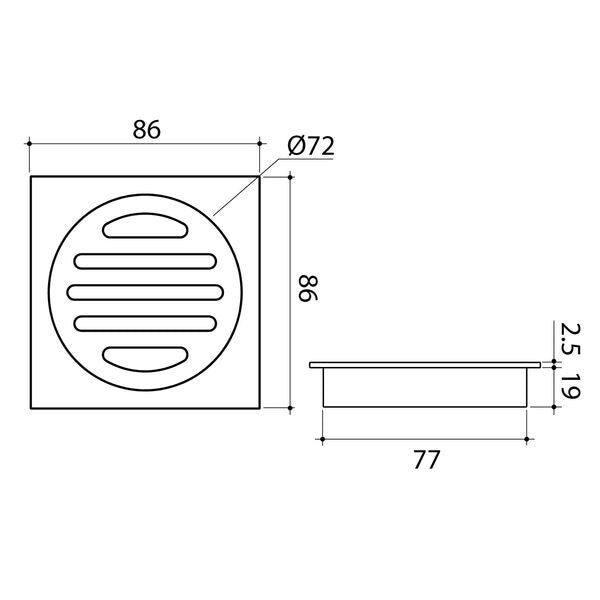 Caroma Square Floor Waste - 80mm Outlet