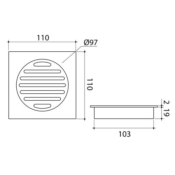 Caroma Square Floor Waste Grate - 100mm Outlet