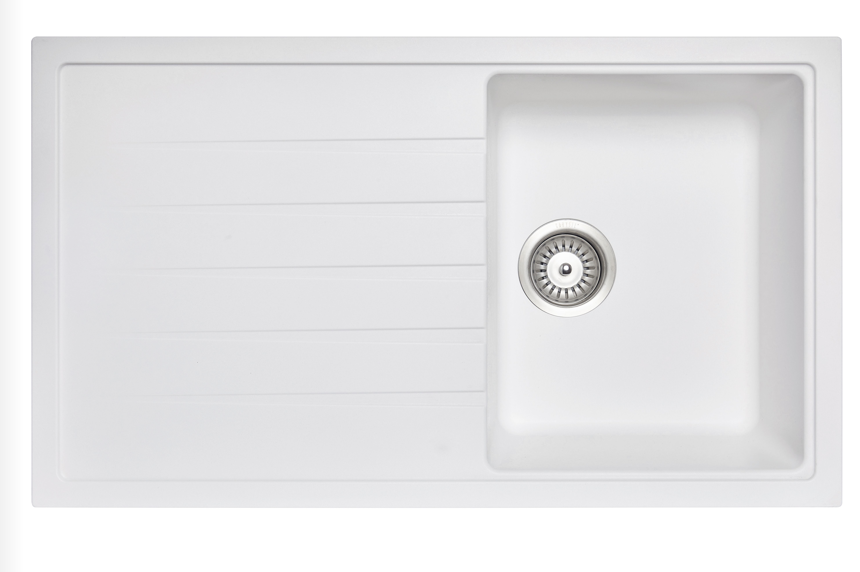 Carysil Vivaldi D100 Single Bowl With Drainer Board Granite Kitchen Sink Top/Flush/Under Mount | 860 x 500 x 205mm