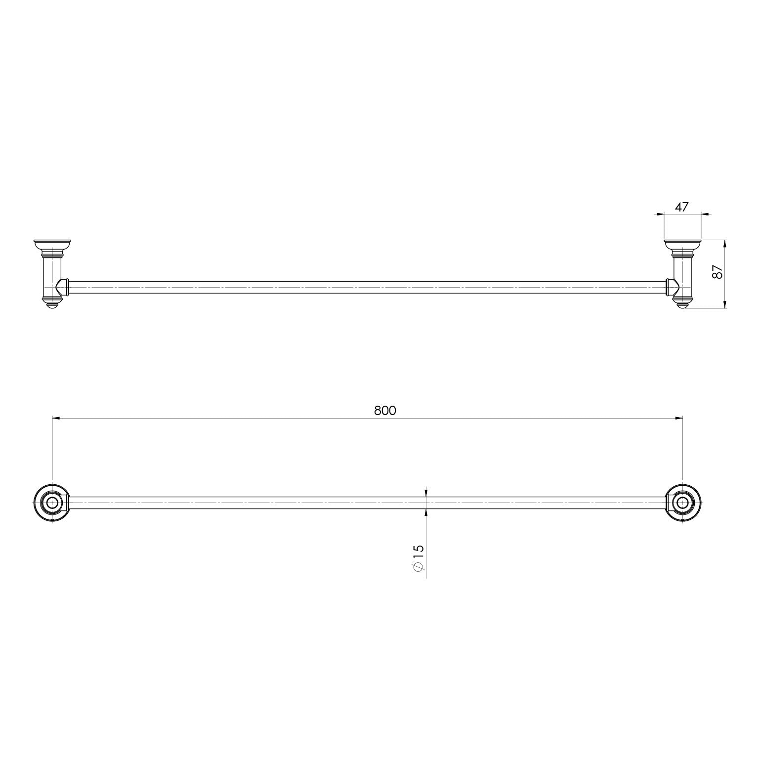 Phoenix Cromford Single Towel Rail 800mm
