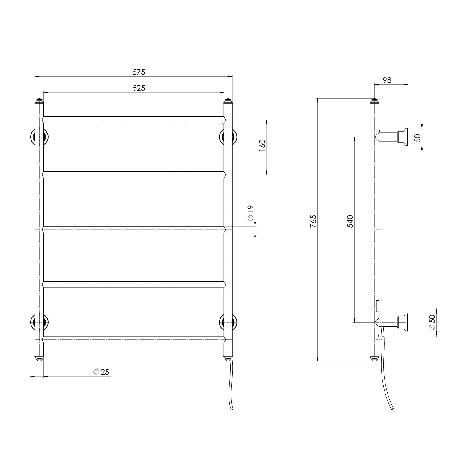 Phoenix Cromford Heated Towel Ladder 550mm x 750mm