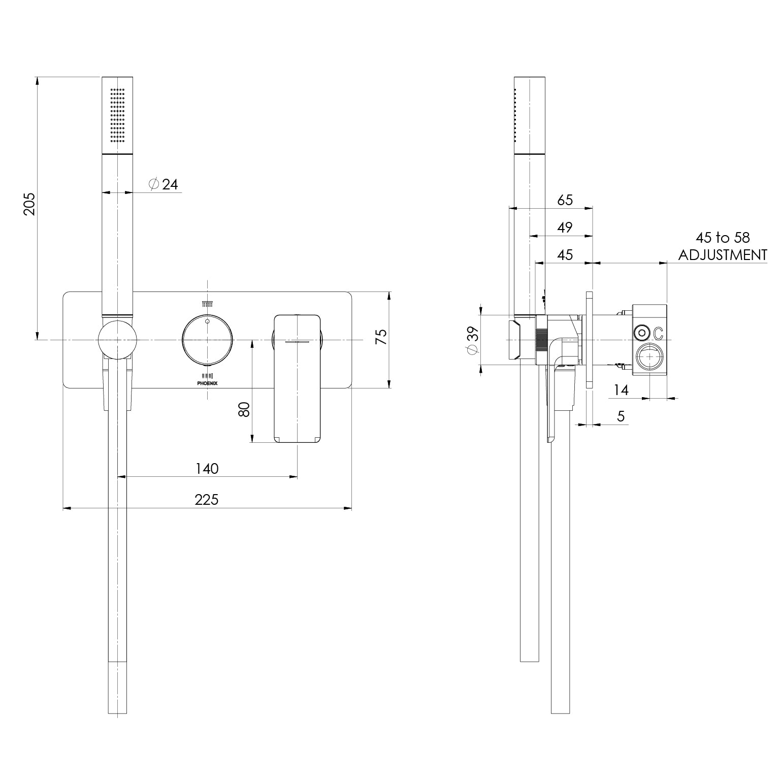 Phoenix Gloss MKII Wall Shower System