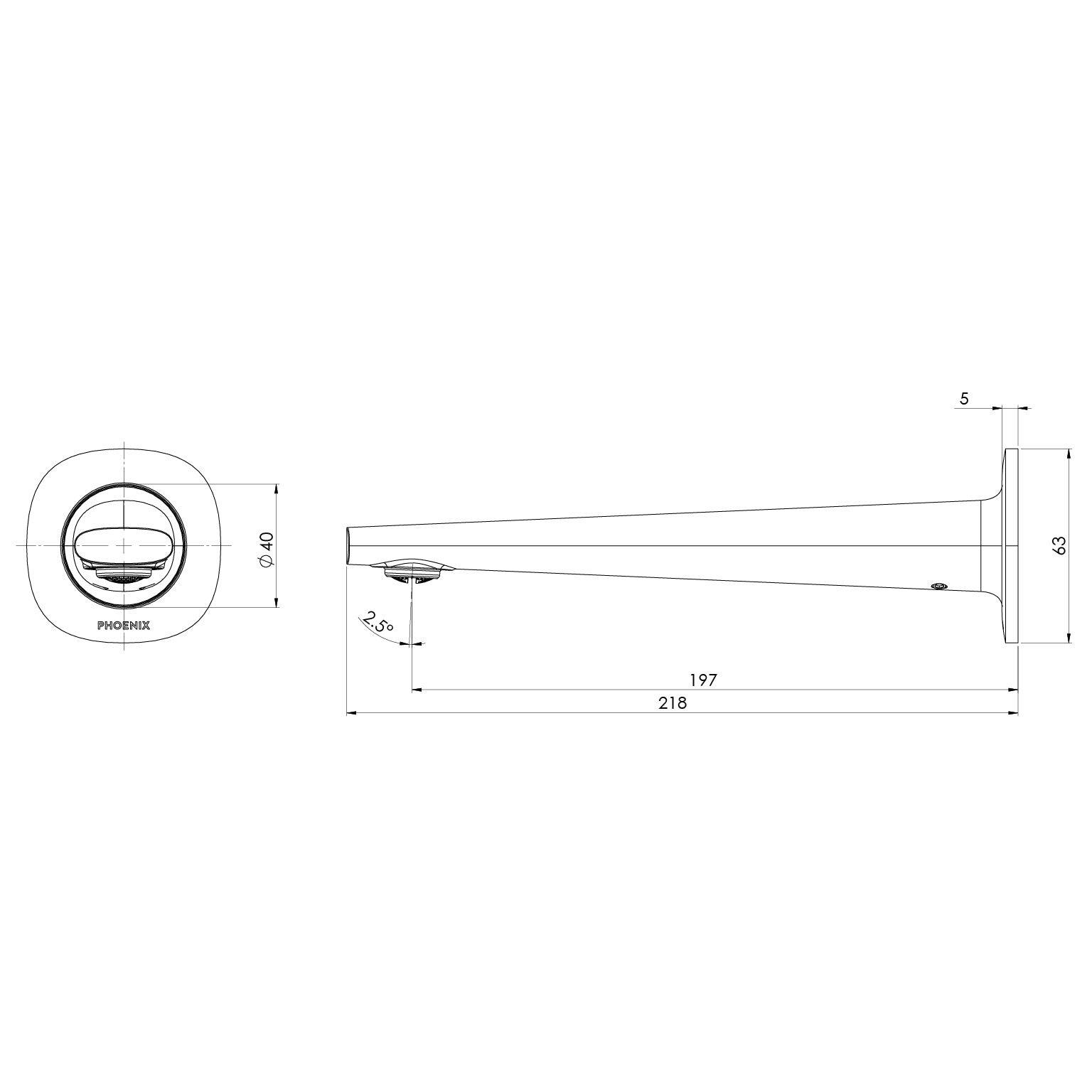 Phoenix Vask Wall Basin / Bath Outlet 200mm – Lead Free
