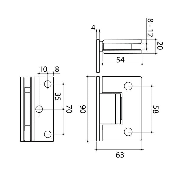 Caroma Glass to Wall Shower Door Hinge