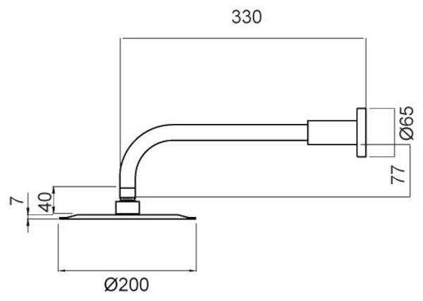 Methven STAINLESS STEEL WALL SHOWER STRAIGHT ARM 200MM
