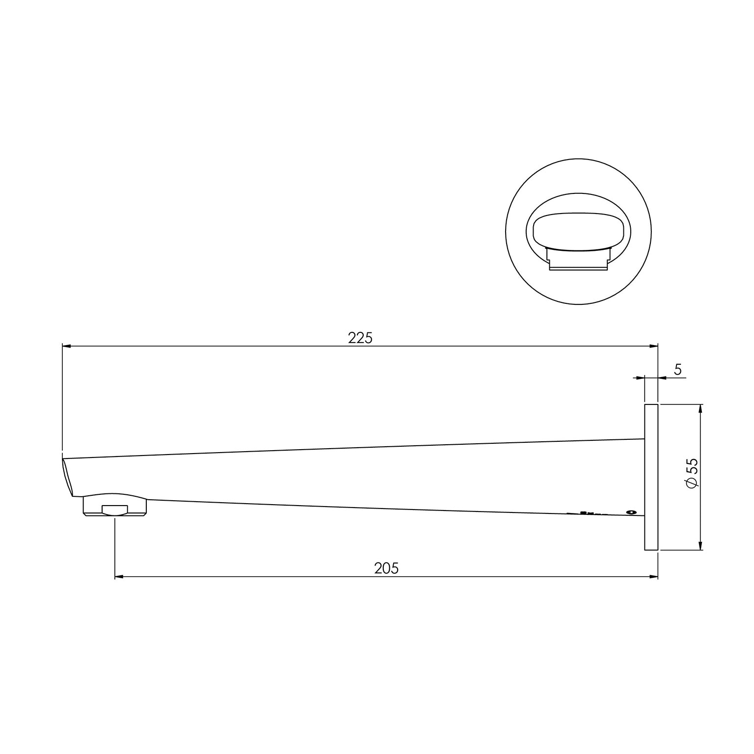 Phoenix Arlo Wall Bath Outlet 200mm