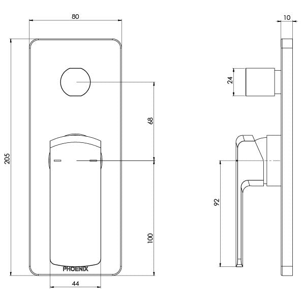 Phoenix Teva Shower / Bath Diverter Mixer (Trim Kit Only)