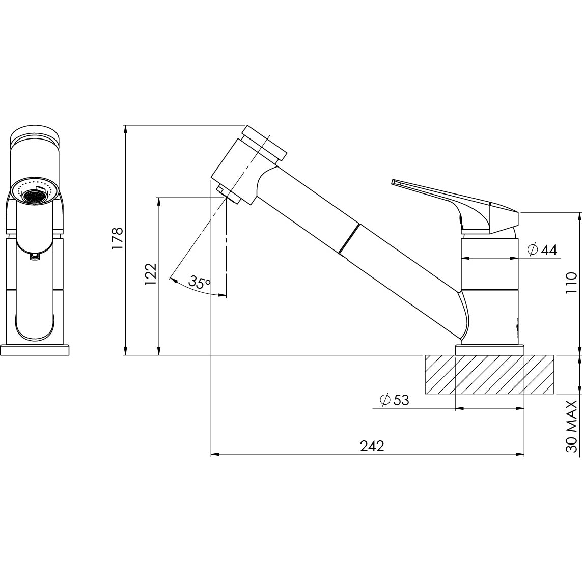 Phoenix Ivy MKII Pull Out Sink Mixer – 6 Star – Lead Free