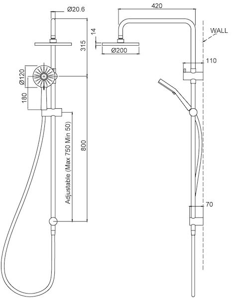 Methven KROME SHOWER SYSTEM AIRSTREAM 3 FUNCTION