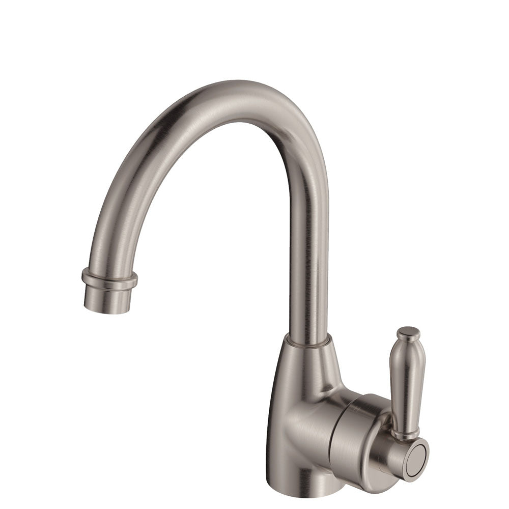 Eleanor Gooseneck Basin Mixer - Brushed Nickel / Brushed Nickel