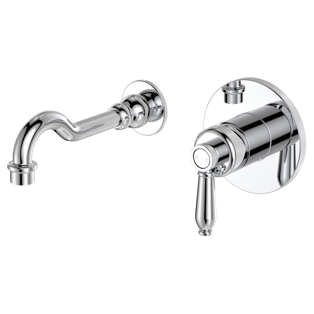 Eleanor Wall Basin/Bath Mixer Set - Chrome / Chrome