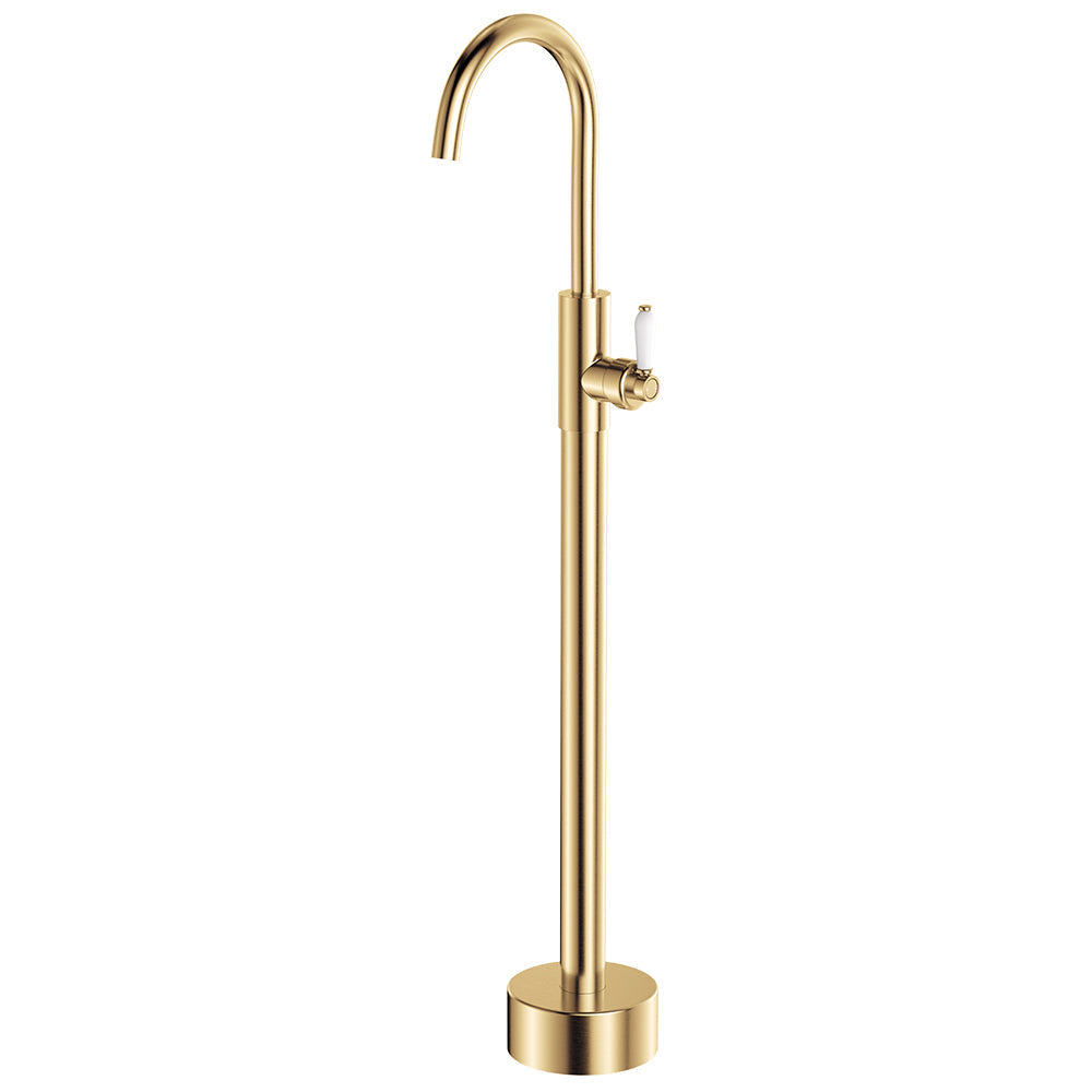 Eleanor Floor Mounted Basin/Bath Mixer - Urban Brass / Ceramic