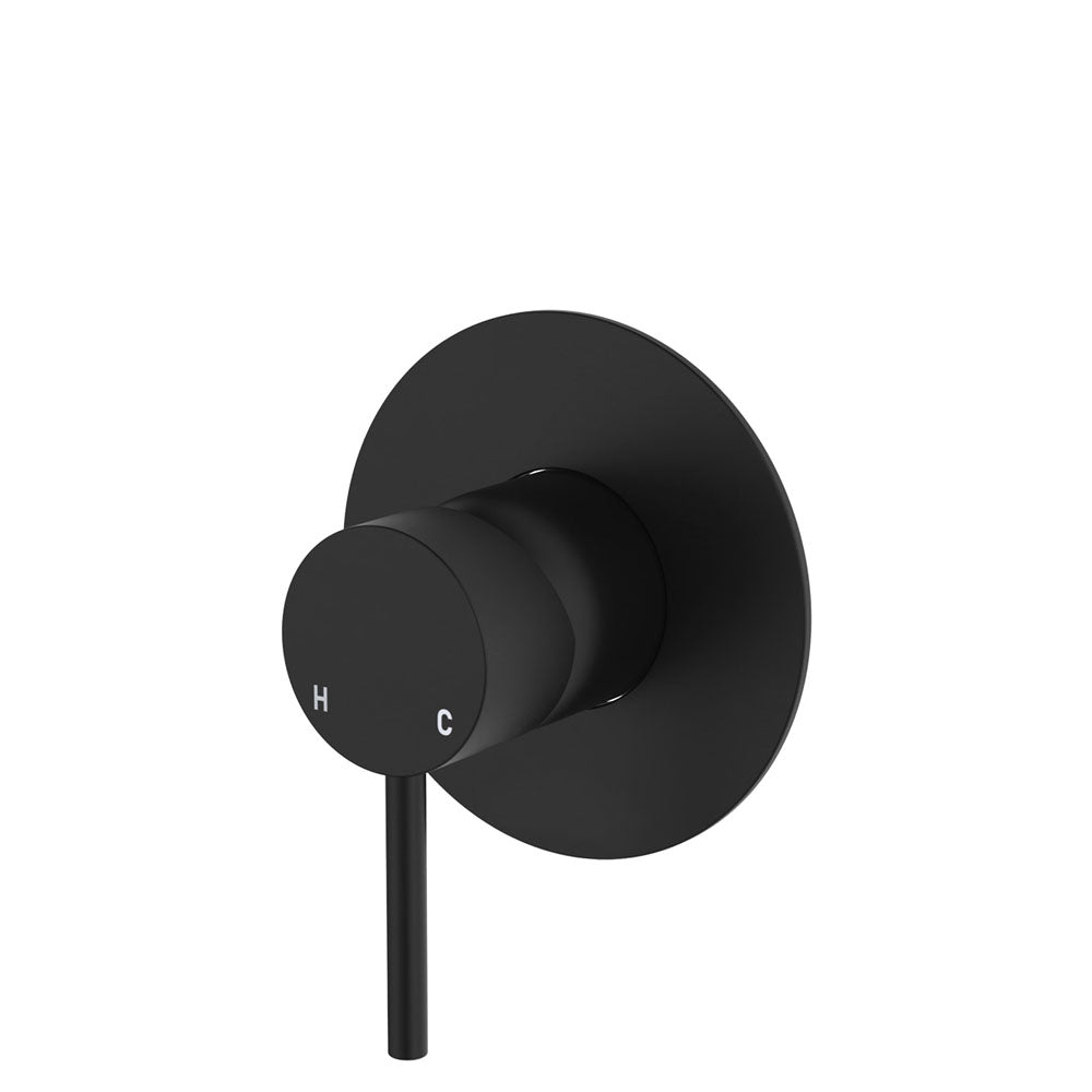 Fienza Kaya Wall Mixer, Large Round Plate - Matte Black