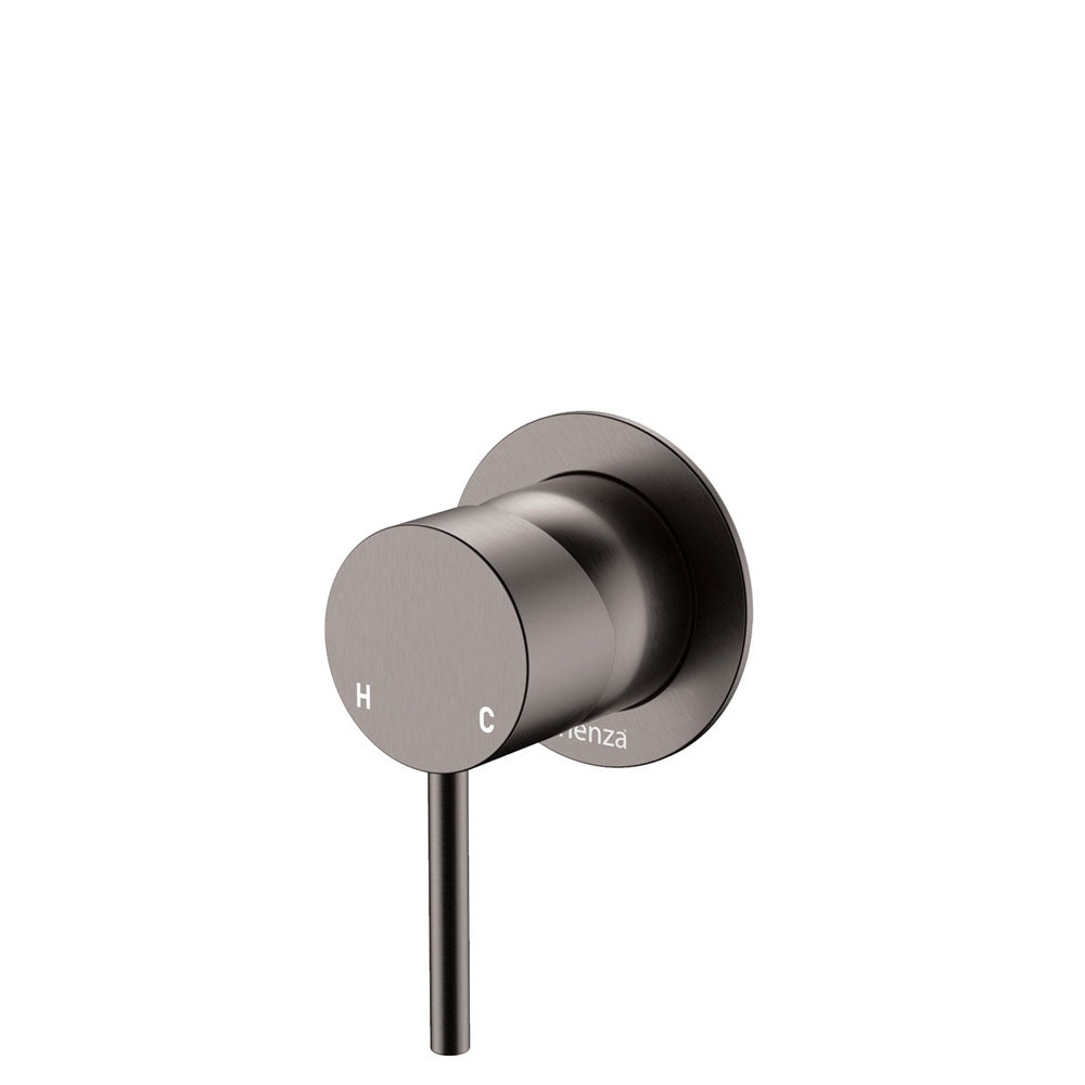 Kaya Wall Mixer, Small Round Plate - Gun Metal