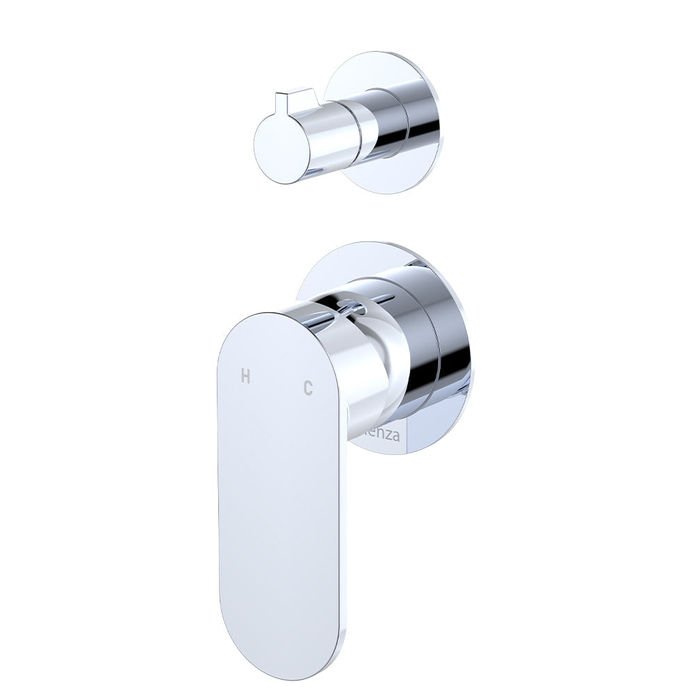 Empire Slim Wall Diverter Mixer, Small Round Plates, Vertical - Chrome