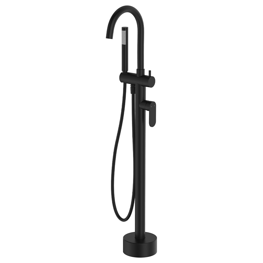 Empire Slim Floor Mounted Bath Mixer with Hand Shower - Matte Black
