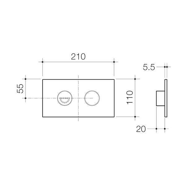 Caroma Invisi Series II® Round Dual Flush Plate & Raised Care Buttons (Plastic/Metal)