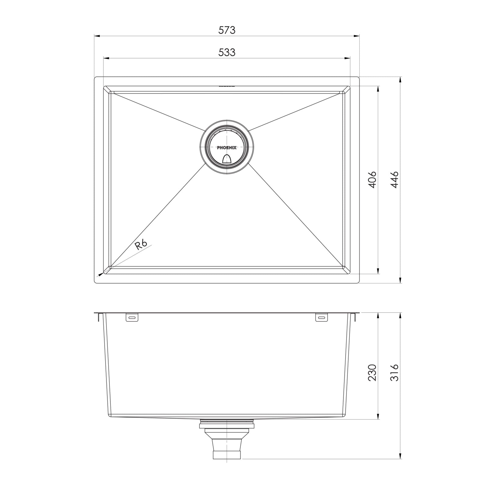 Phoenix 4000 Series Large Single Bowl Sink