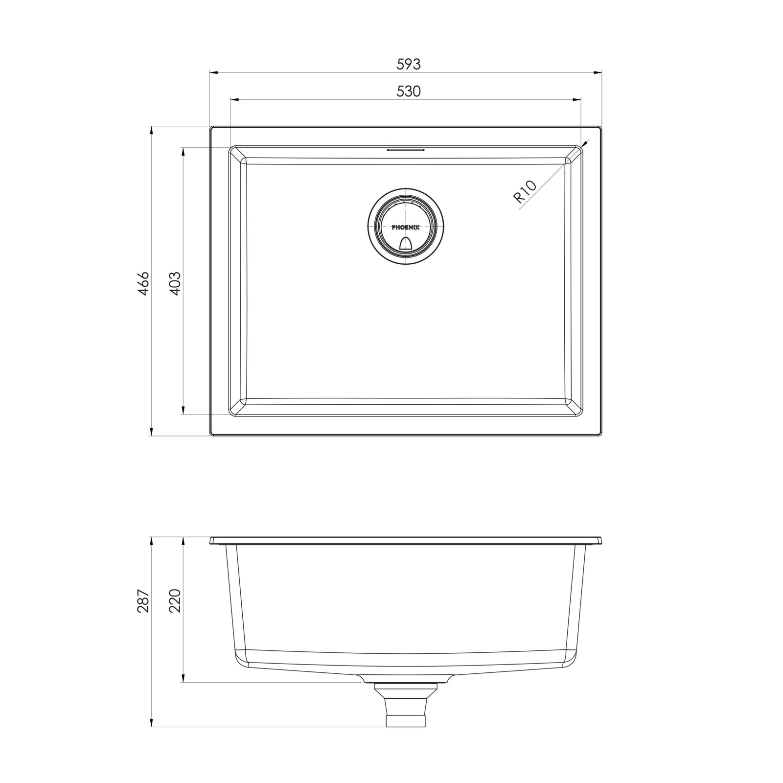 Phoenix 5000 Series Large Single Bowl Sink