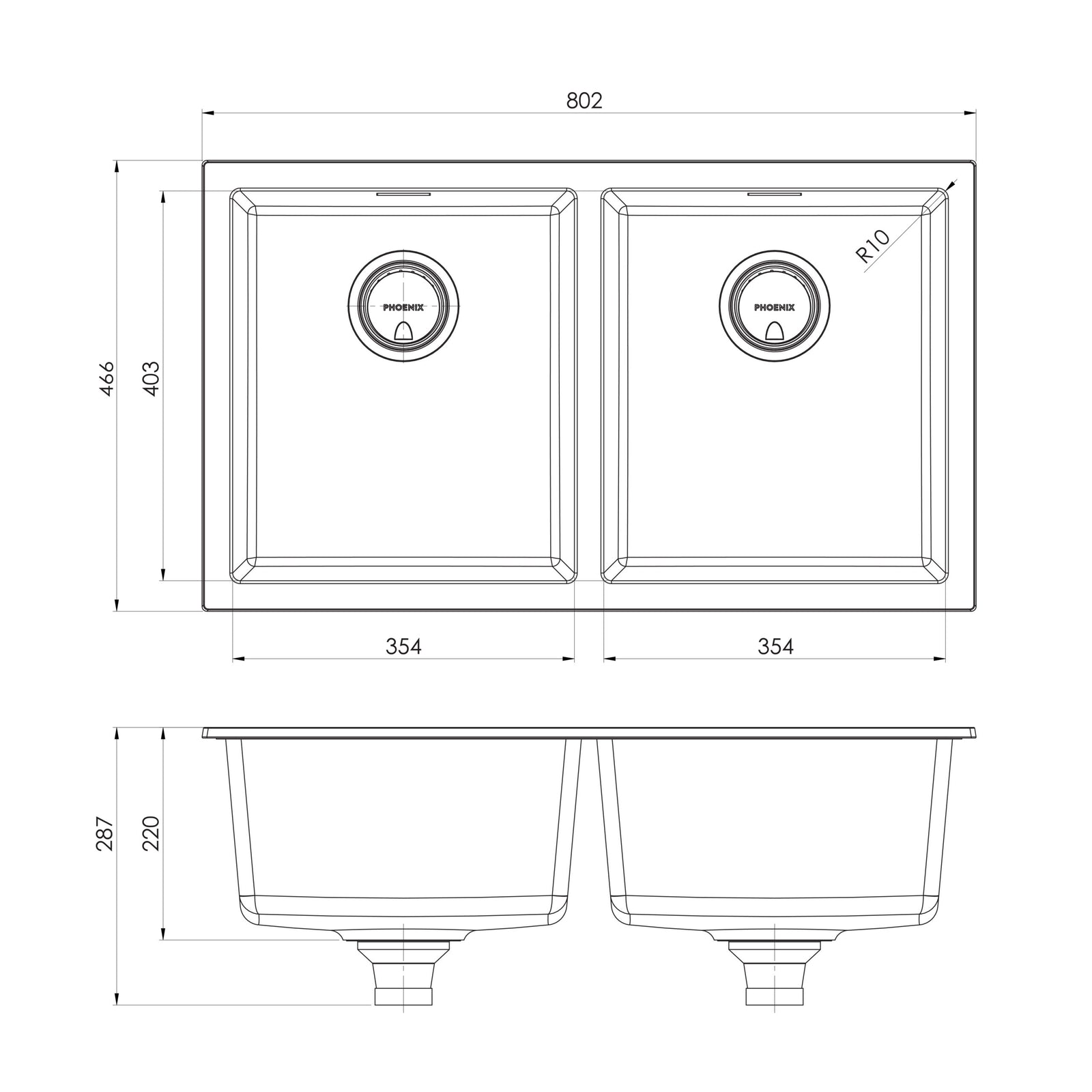 Phoenix 5000 Series Double Bowl Sink