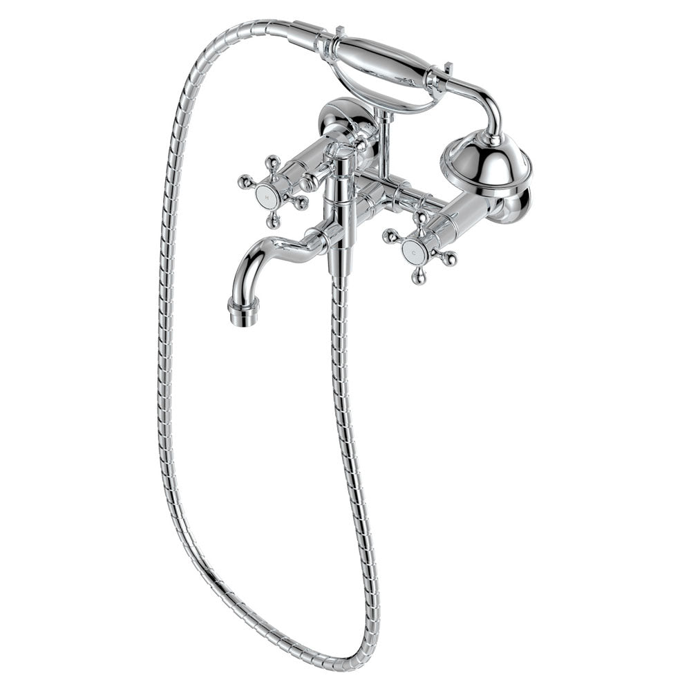 Lillian Exposed Bath Tap Set with Hand Shower - Chrome