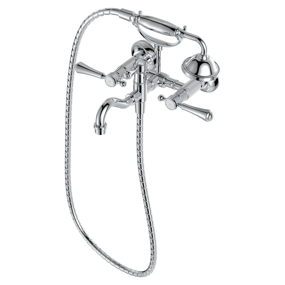 Lillian Lever Exposed Bath Tap Set with Hand Shower - Chrome