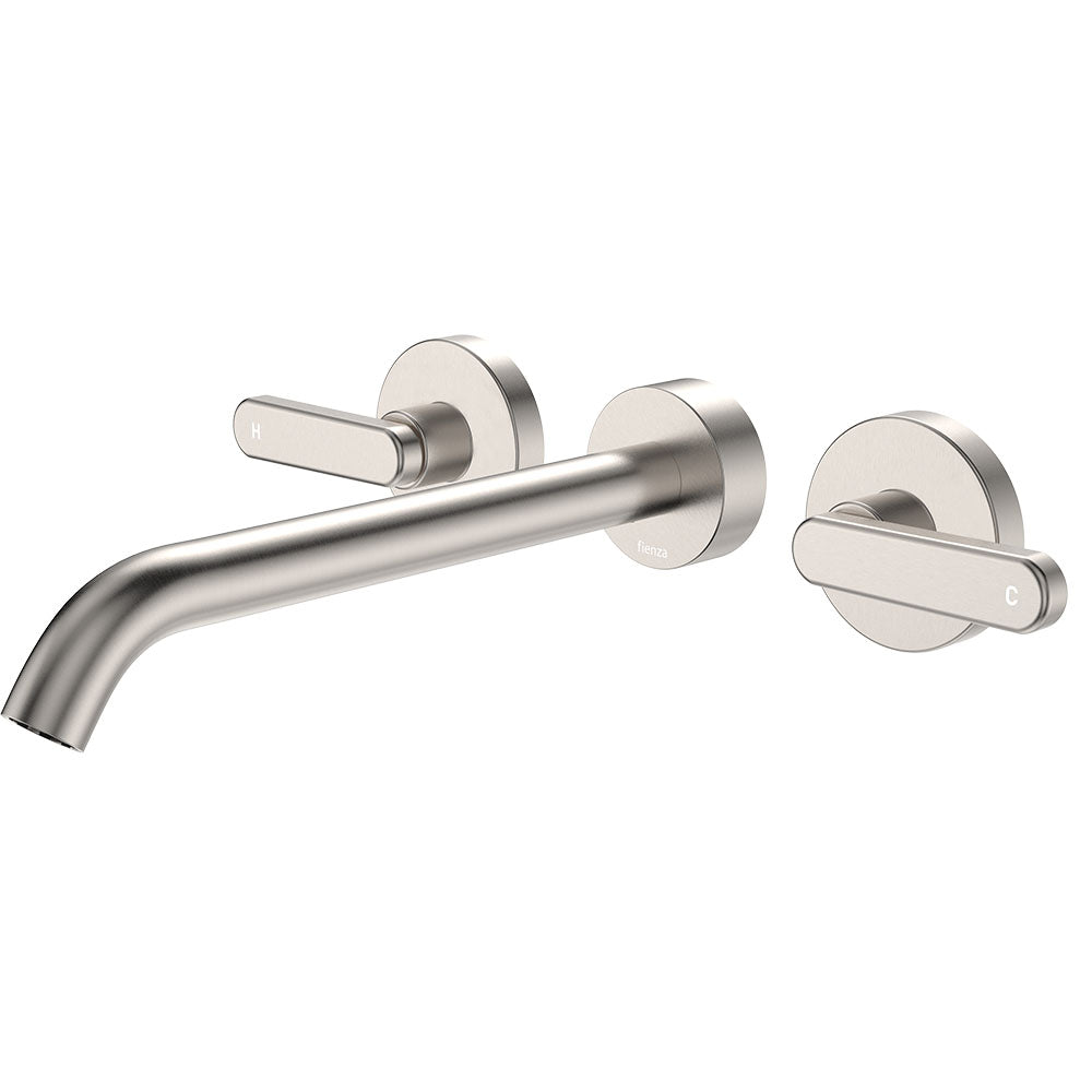Kaya Wall Set, Lever Taps, 220mm - Brushed Nickel