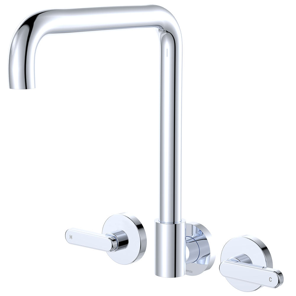 Fienza Kaya Squareline Wall Set, Lever Taps