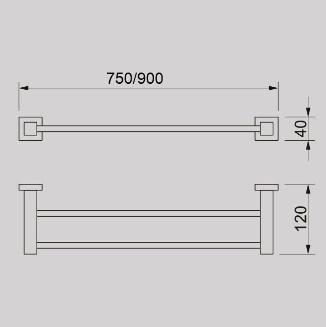 QUBI 750mm Double Towel Rail - Blue Bathware