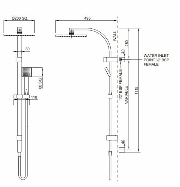 Methven Rere Exposure Shower System Rail