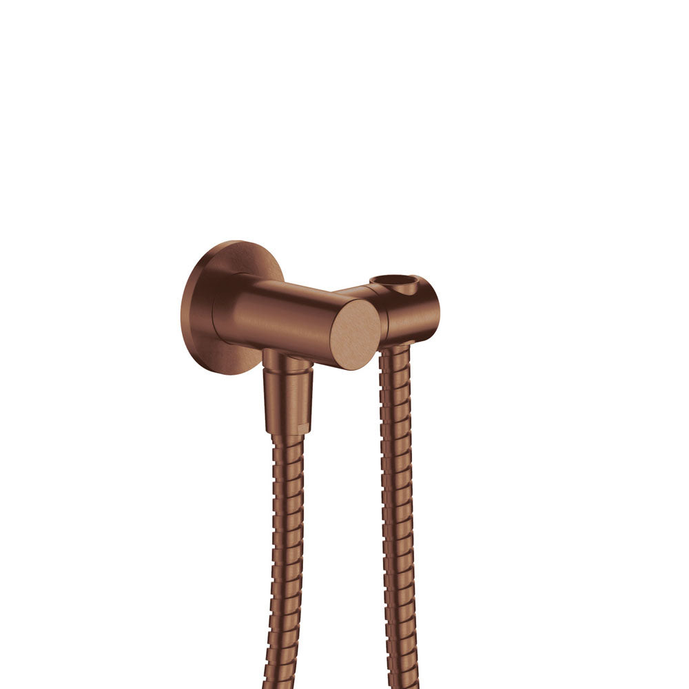 Fienza Universal Hand Shower Bracket & Hose, Round Plate - Brushed Copper