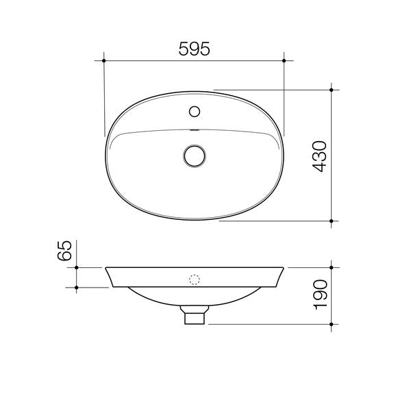 Caroma Riviere Inset Basin - 1 Tap Hole