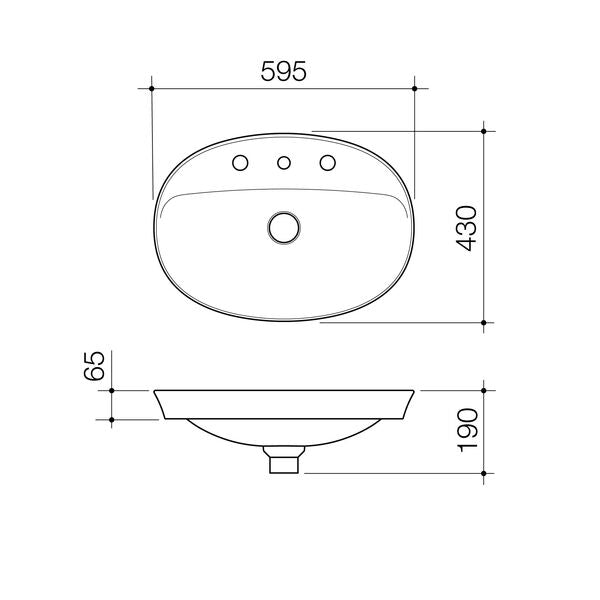 Caroma Riviere Inset Basin - 3 Tap Hole