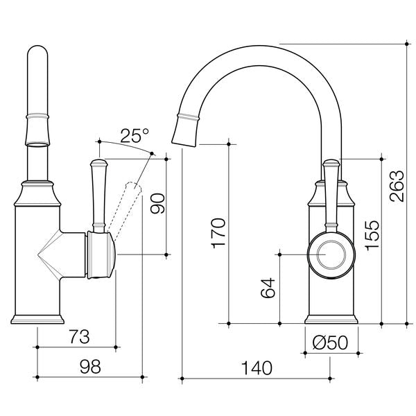 Caroma Riviere Gooseneck Basin Mixer