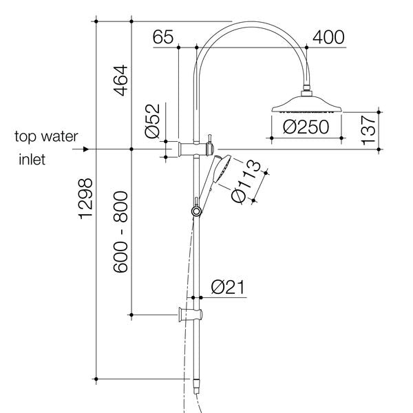 Caroma Riviere Rail Shower with Overhead