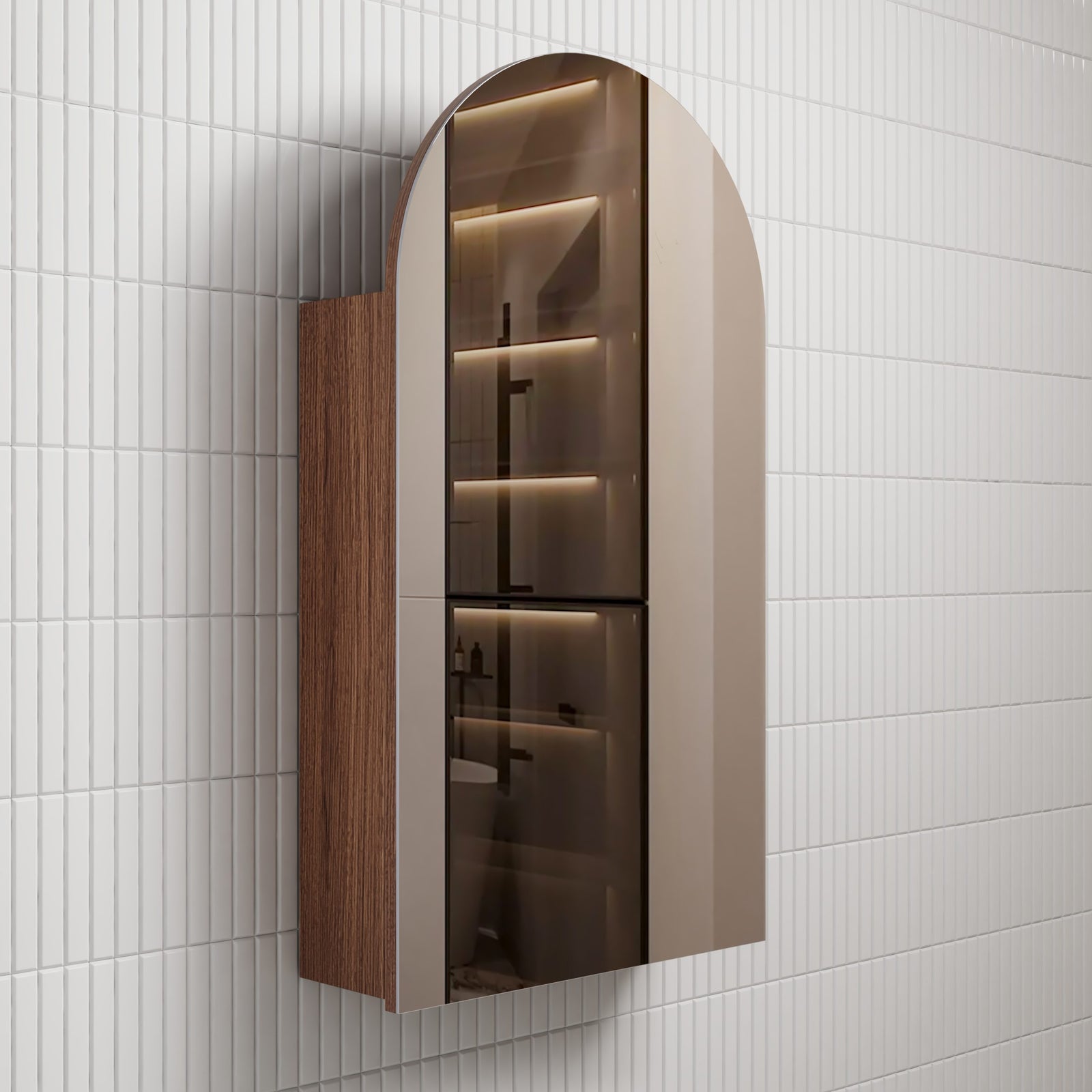 Aulic Canterbury Arch Shaving Cabinet Walnut