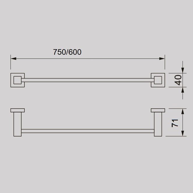 QUBI 600mm Single Towel Rail - Blue Bathware